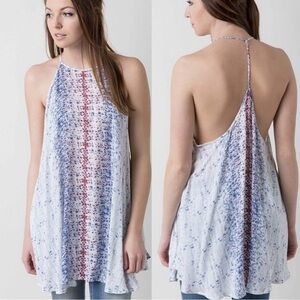Free People Intimately All Wrapped Up Red White and Blue Coastal‎ Tunic Tank XS